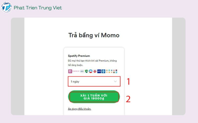 Cách đăng ký và thanh toán Spotify Premium qua ví MoMo bước 3